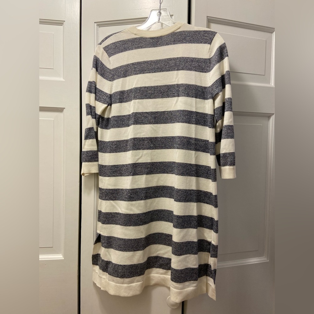 Talbots Navy and Cream Striped Cardigan - Picture 5 of 7